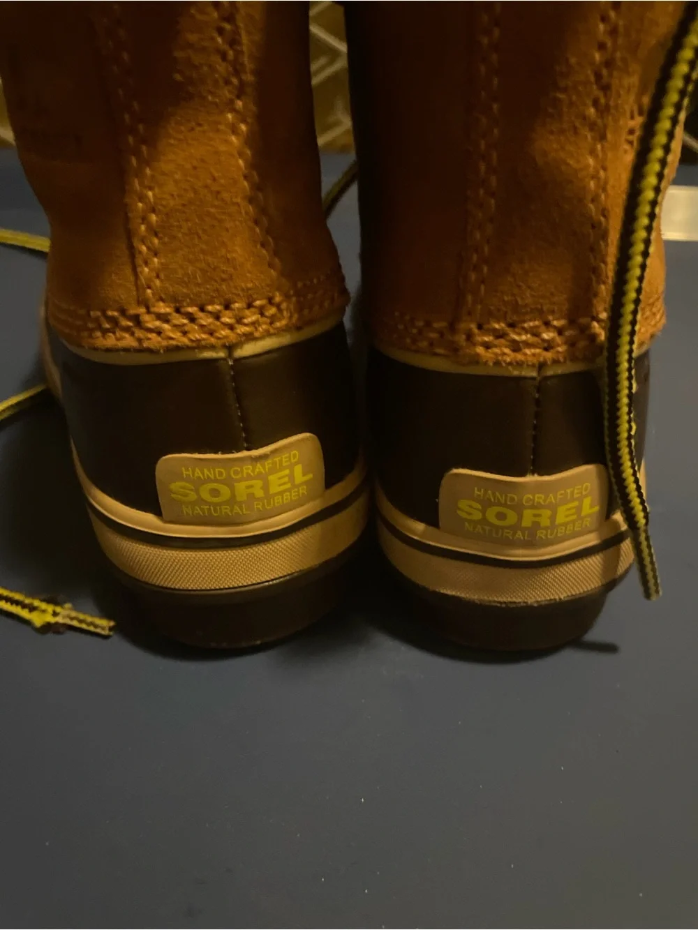 Sorel Kids Brown and Tan Waterproof Winter Boots with Yellow-Trim Laces